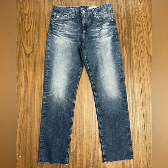 AG-ED Denim Ex-Boyfriend Slouchy Slim Cropped Raw Hem Jeans Womens size 27R - Picture 14 of 15